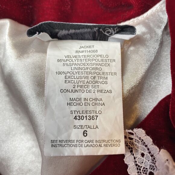 Disorderly Kids Red Velvet Lace Lined Cardigan Jacket. Size 6. Girls - Picture 5 of 6